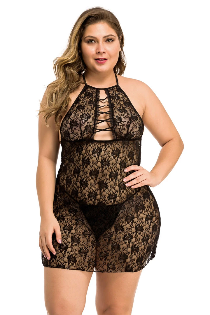3Wishes Plus Size Daisy Lace Chemise 3 3Wishes Plus Size Daisy Lace Chemise