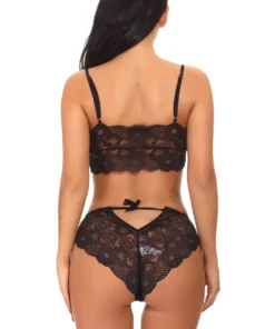 3WISHES Black Lacey Bralette And Panty Lingerie