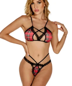 3WISHES Lingerie Perfect Plaid Bra Set