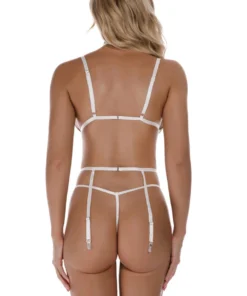 3WISHES Floral Romance Bra And Garter Set