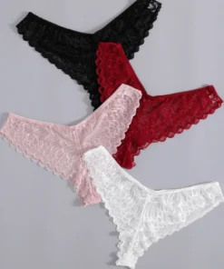 3WISHES Plus Size Lace Thong Pack