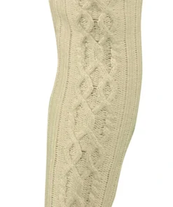 LO Brands Ivory Cable Knit Thigh High Socks