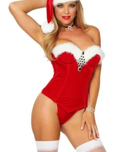 3WISHES Lingerie Costumes Sultry Santa Corset