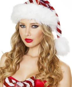 Roma Costume Candy Cane Hat W- White Trim