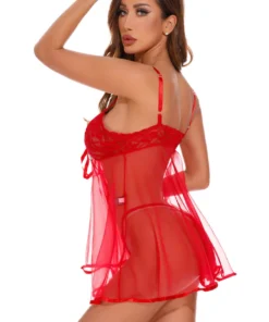 Coquette Red Lace And Mesh Babydoll