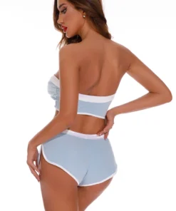 Coquette Lingerie Blue And White Tube Top Set