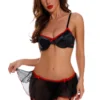 Coquette Lingerie Lycra Mesh Bra And Skirt Set