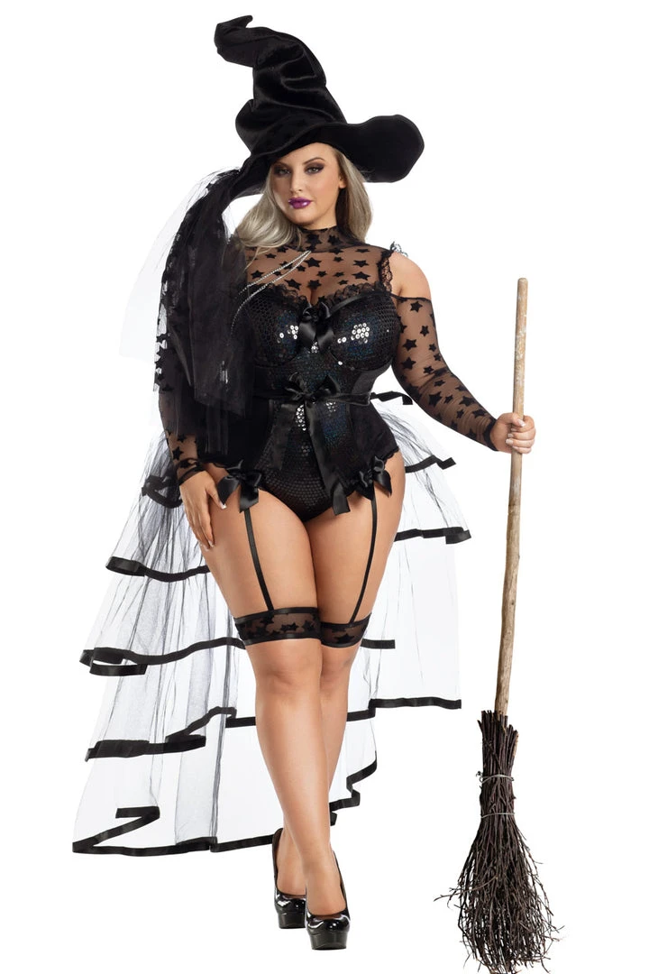 Party King Plus Costumes Plus Size Starstruck Bustle Witch Costume 1 Party King Plus Costumes Plus Size Starstruck Bustle Witch Costume