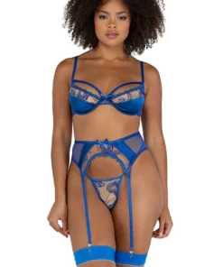 Roma Costume Floral Embroidered And Satin Bra Set Lingerie