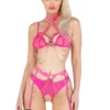 Roma Costume Lingerie Vinyl And Chains Harness Bra And Crotchless Panty