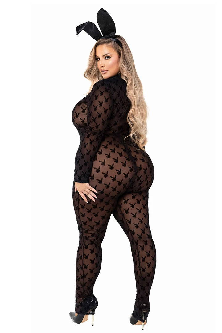 Roma Costume Plus Size Sheer Playboy Bunny Bodysuit 2 Roma Costume Plus Size Sheer Playboy Bunny Bodysuit
