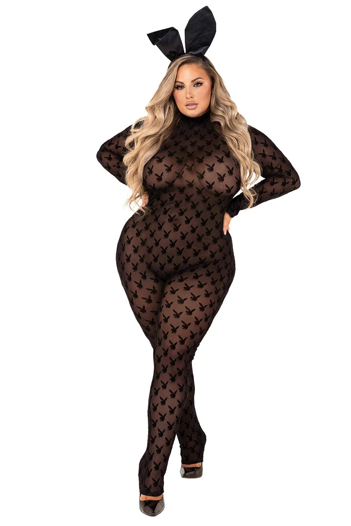 Roma Costume Plus Size Sheer Playboy Bunny Bodysuit 1 Roma Costume Plus Size Sheer Playboy Bunny Bodysuit