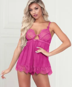 Seven Till Midnight Lovely Eyelash Lace And Mesh Babydoll