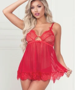 Seven Till Midnight Lovely Eyelash Lace And Mesh Babydoll