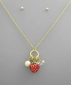 3WISHES Strawberry Charm Set Jewerly