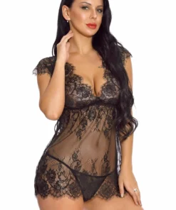 3WISHES Lingerie Lacy Cap Sleeve Babydoll