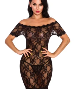 3WISHES Lace Off The Shoulder Chemise Lingerie