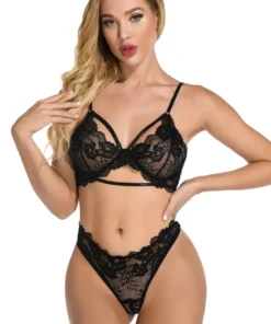 3WISHES Lacy Cage Bra Set