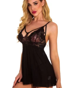 3WISHES Sultry Strappy Bust Babydoll Babydoll Lingerie