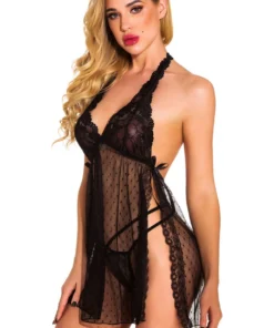 3WISHES Fancy French Dot Halter Babydoll Babydoll Lingerie 11 3WISHES Fancy French Dot Halter Babydoll Babydoll Lingerie