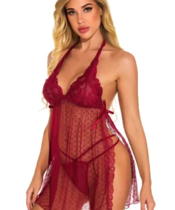 3WISHES Fancy French Dot Halter Babydoll Babydoll Lingerie 14 3WISHES Fancy French Dot Halter Babydoll Babydoll Lingerie