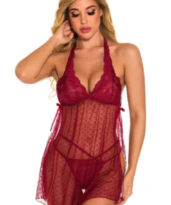 3WISHES Fancy French Dot Halter Babydoll Babydoll Lingerie 15 3WISHES Fancy French Dot Halter Babydoll Babydoll Lingerie