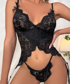 3WISHES Black Beauty Garter Cami Set Lingerie 7 3WISHES Black Beauty Garter Cami Set Lingerie