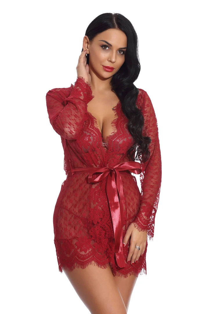 3WISHES Lovely Lace Robe Sleepwear 13 3WISHES Lovely Lace Robe Sleepwear
