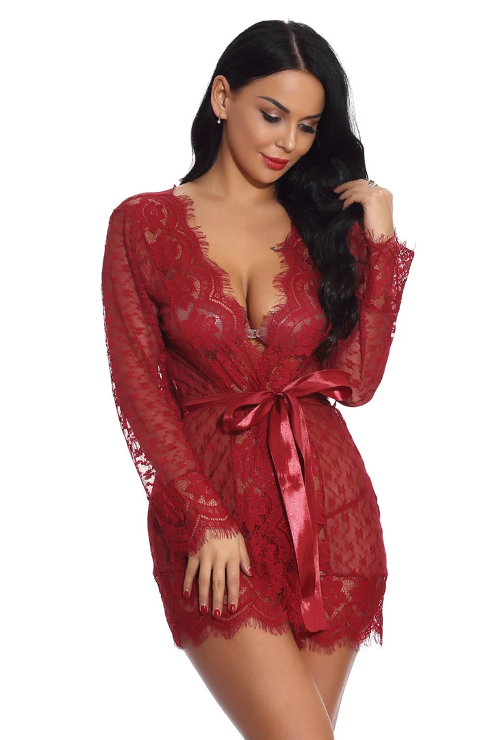 3WISHES Lovely Lace Robe Sleepwear 14 3WISHES Lovely Lace Robe Sleepwear