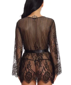 3WISHES Floral And Stripes Robe Lingerie 32 3WISHES Floral And Stripes Robe Lingerie