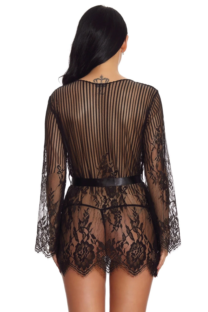 3WISHES Floral And Stripes Robe Lingerie 16 3WISHES Floral And Stripes Robe Lingerie