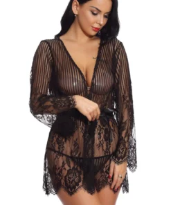 3WISHES Floral And Stripes Robe Lingerie 33 3WISHES Floral And Stripes Robe Lingerie