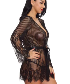 3WISHES Floral And Stripes Robe Lingerie 20 3WISHES Floral And Stripes Robe Lingerie