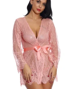 3WISHES Floral And Stripes Robe Lingerie