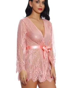 3WISHES Floral And Stripes Robe Lingerie 24 3WISHES Floral And Stripes Robe Lingerie