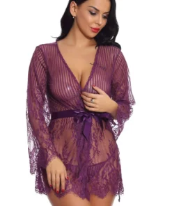 3WISHES Floral And Stripes Robe Lingerie 25 3WISHES Floral And Stripes Robe Lingerie