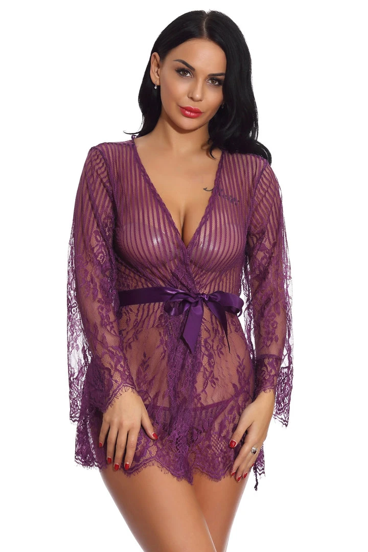 3WISHES Floral And Stripes Robe Lingerie 10 3WISHES Floral And Stripes Robe Lingerie