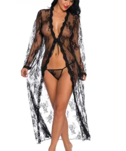 3WISHES Long Lace Flyaway Robe