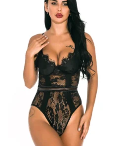 3WISHES Patterned Lace Lingerie Teddy