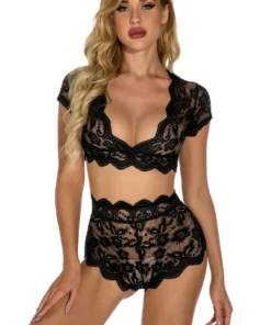 3WISHES Cap Sleeve Bralette Set Lingerie