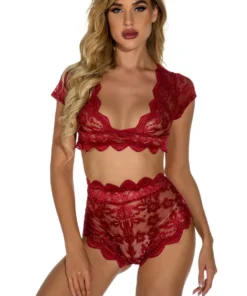 3WISHES Cap Sleeve Bralette Set Lingerie
