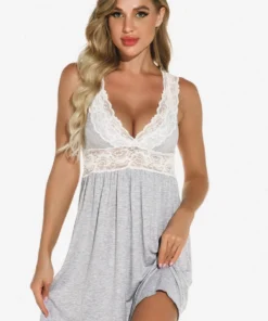 3WISHES Jersey Knit And Lace Babydoll