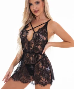 3WISHES Lingerie Simply Cinched Lace Chemise