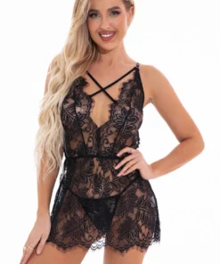 3WISHES Lingerie Simply Cinched Lace Chemise