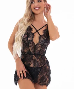 3WISHES Lingerie Simply Cinched Lace Chemise