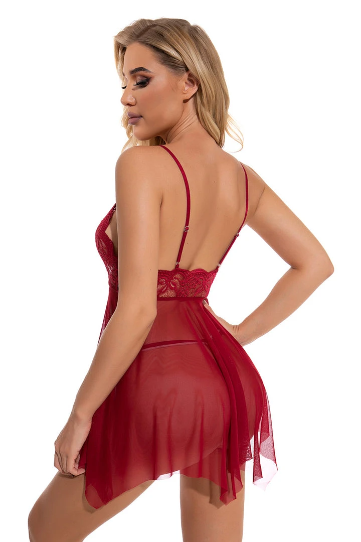 3WISHES Lingerie Mesh And Lace Flutter Babydoll 5 3WISHES Lingerie Mesh And Lace Flutter Babydoll