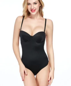 3WISHES Plus Size Black Body Shaper Bodysuit