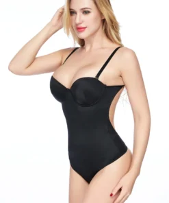 3WISHES Plus Size Black Body Shaper Bodysuit