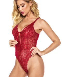 3WISHES Tie Front Lace Teddy