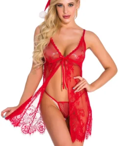 3WISHES Lingerie Patterned Lace And Mesh Babydoll